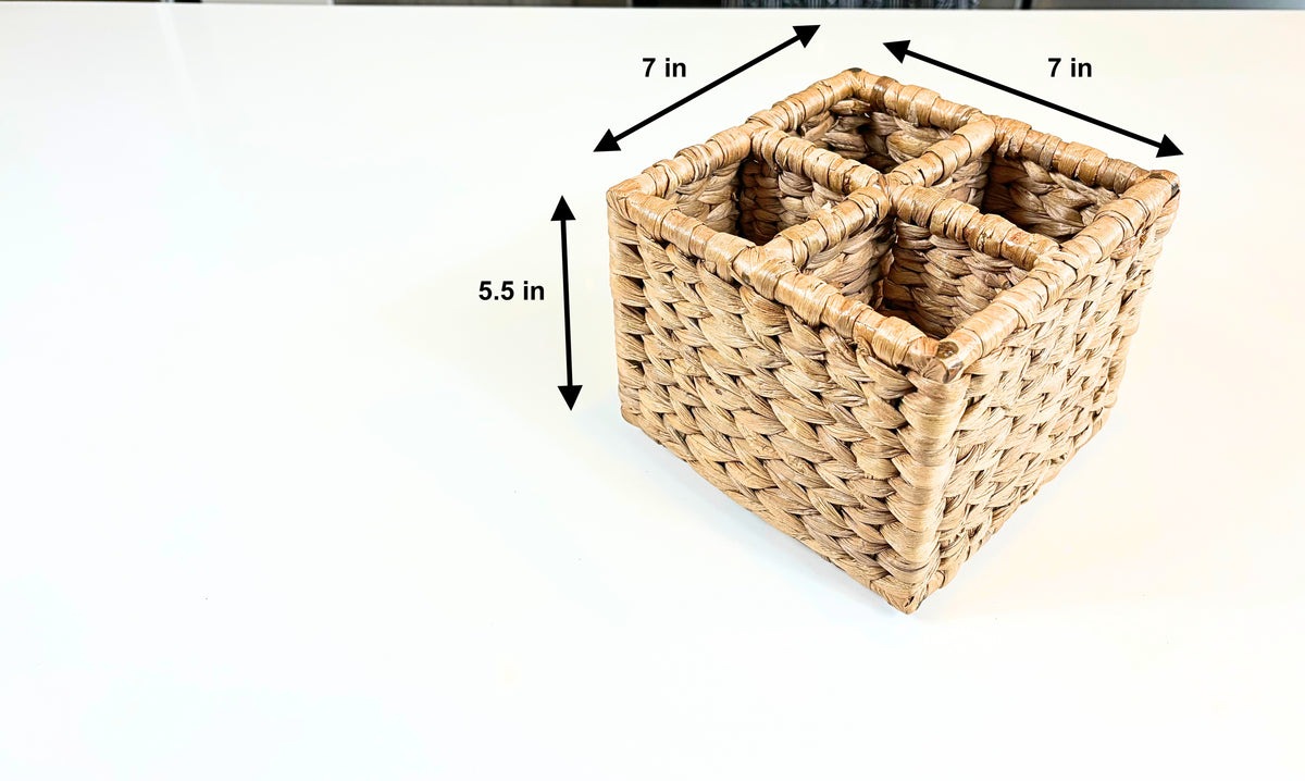 water hyacinth wicker hand woven square cutlery box