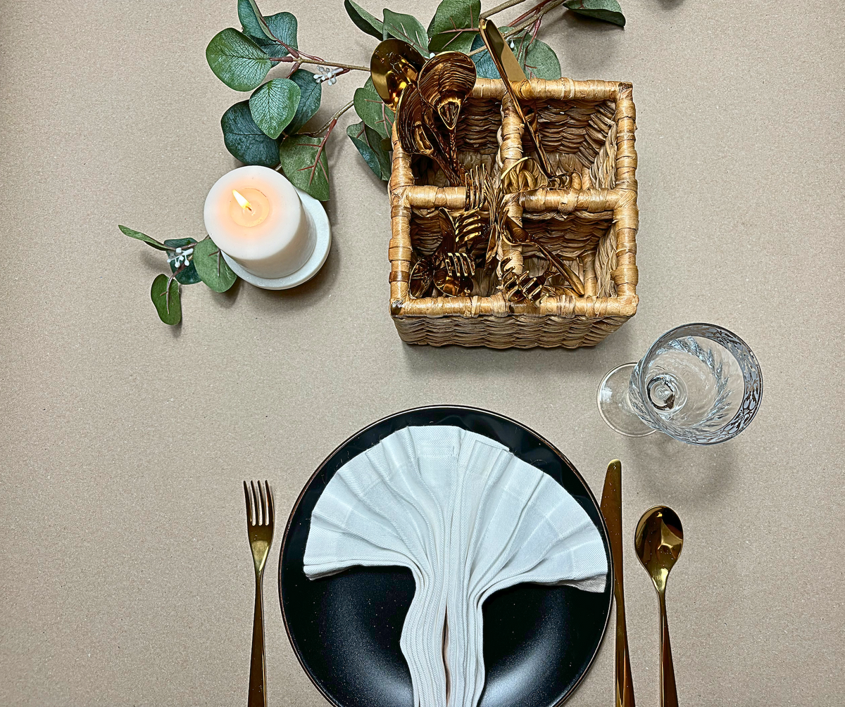 water hyacinth wicker woven square cutlery box