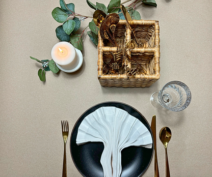water hyacinth wicker woven square cutlery box