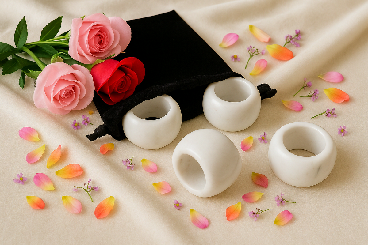 elegant marble napkin rings for dining or events or weddings