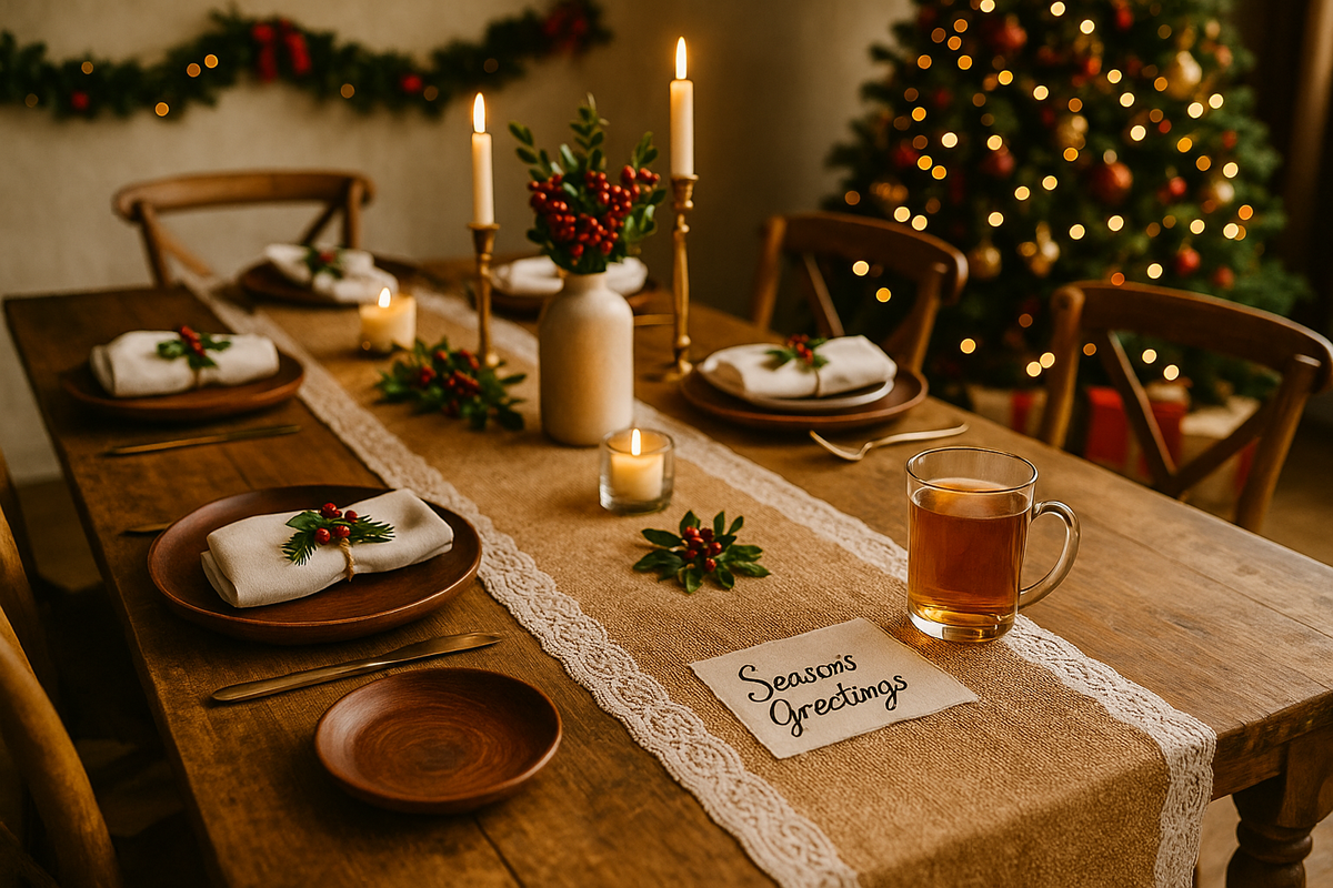 Burlap Jute Table runner with white cotton lace 6 feet long for christmas or event or elegant table decor