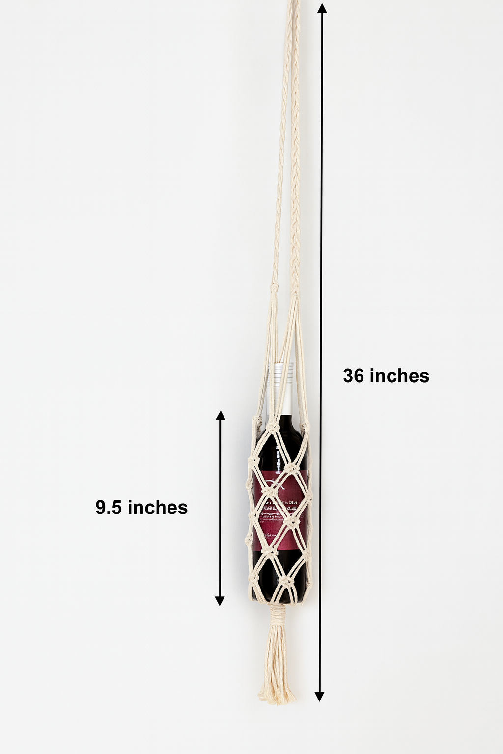 Organic Cotton Macrame Wine & Bottle Bag with Strap