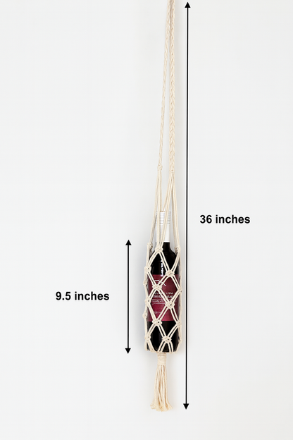 Organic Cotton Macrame Wine & Bottle Bag with Strap