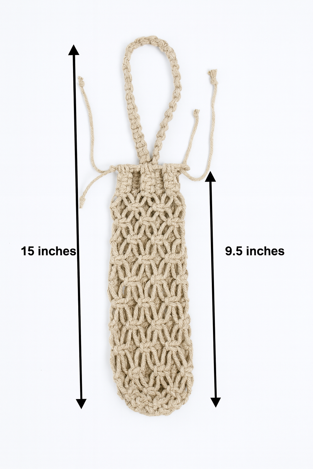Organic Cotton Macrame Wine & Bottle Bag with Strap
