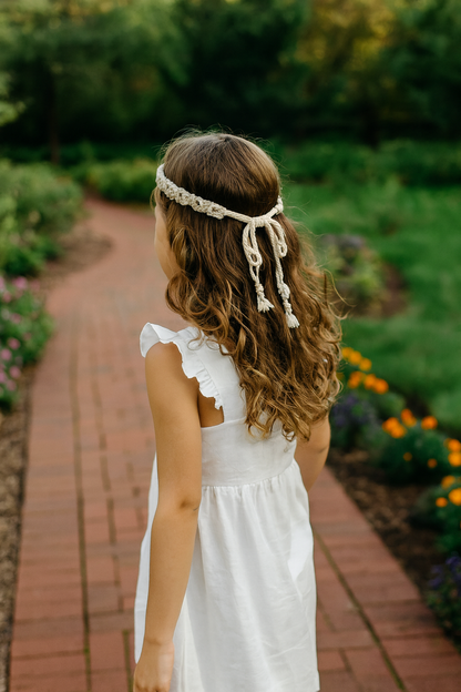Organic Cotton Macrame Hairband Natural, Woven