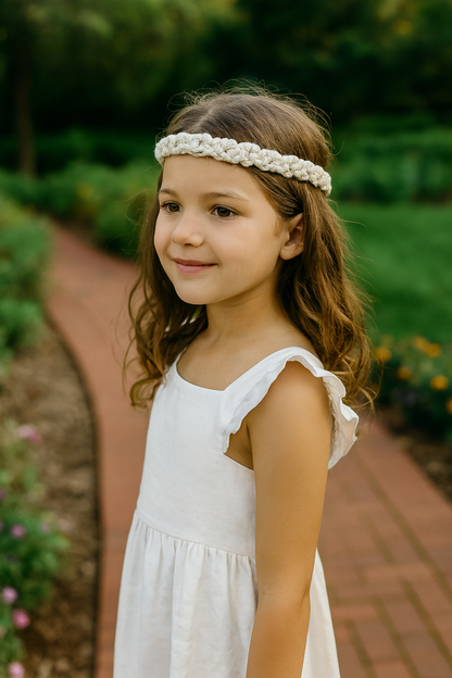Organic Cotton Macrame Hairband Natural, Woven