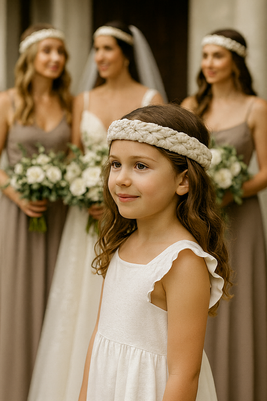 Organic Cotton Macrame Hairband Natural, Woven