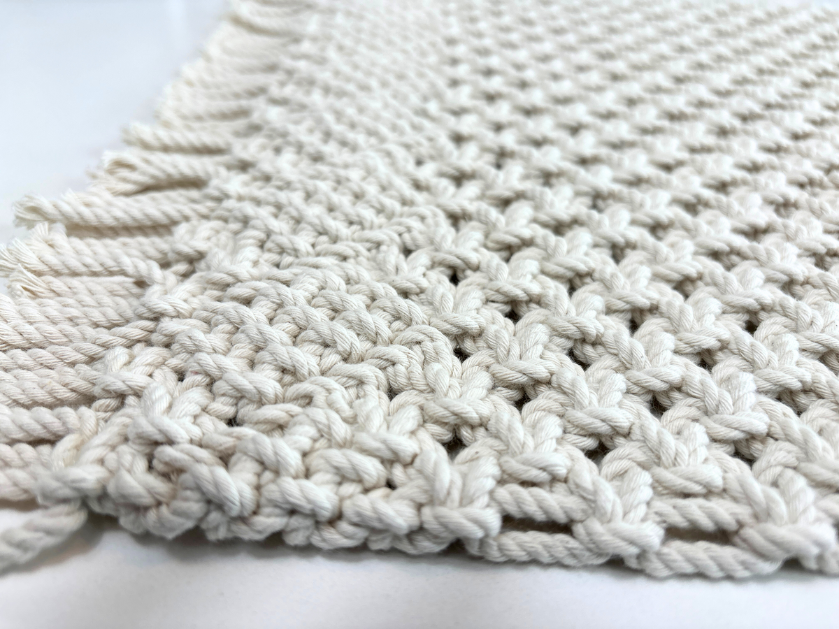 woven macrame placemat closeup