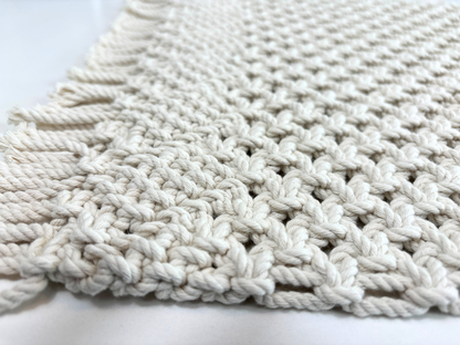 woven macrame placemat closeup