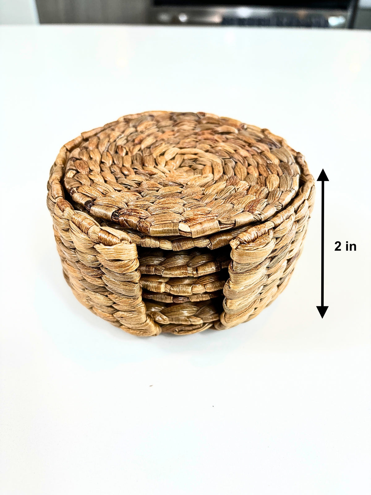 water hyacinth wicker drink coasters with holder