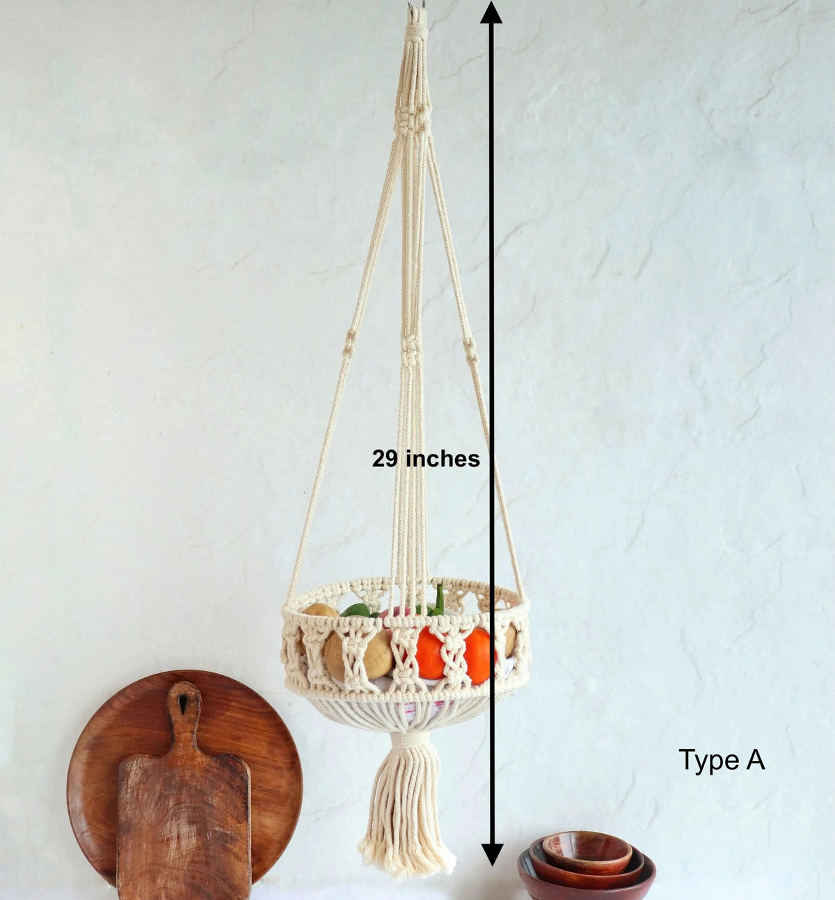Organic Cotton Macrame Hanging Fruit Baskets