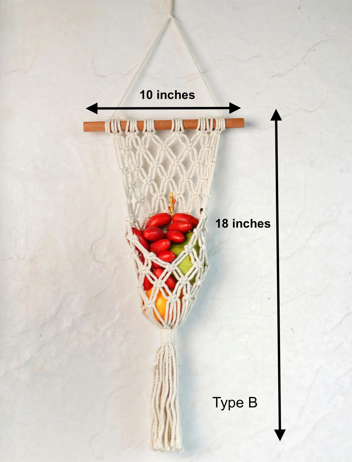 Organic Cotton Macrame Hanging Fruit Baskets