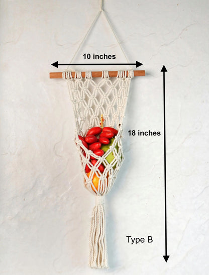 Organic Cotton Macrame Hanging Fruit Baskets