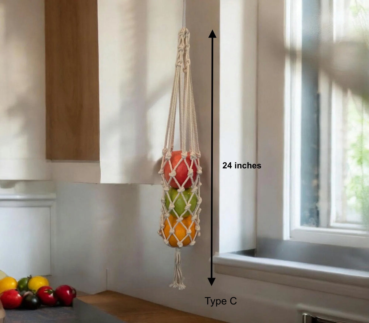 Organic Cotton Macrame Hanging Fruit Baskets