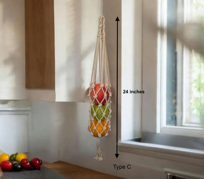 Organic Cotton Macrame Hanging Fruit Baskets