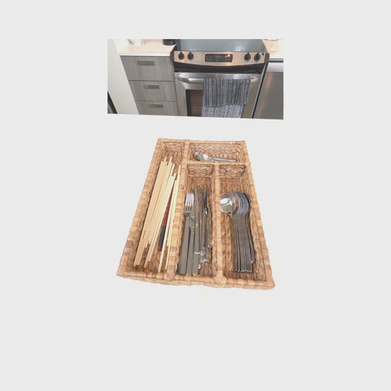 wicker water hyacinth cutlery tray