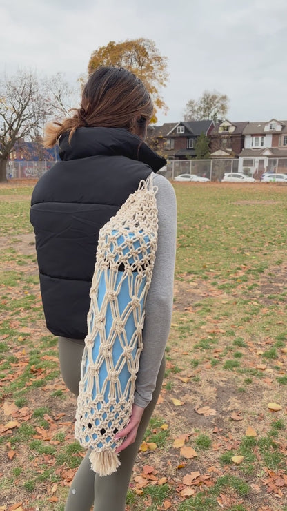 Thick Intricate Weave Macrame Yoga Mat Holder with Strap