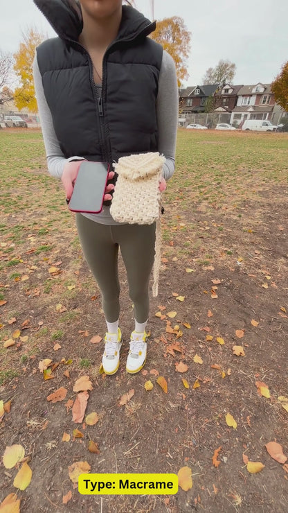 Organic Macrame Cotton Cross Body Phone Bag / Passport Travel Bag